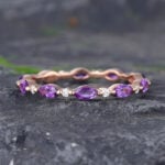 Pattiring Marquise Cut Amethyst Rose Gold Full Eternity Wedding Band