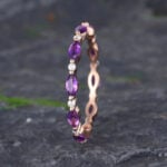 Pattiring Marquise Cut Amethyst Rose Gold Full Eternity Wedding Band
