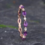 Pattiring Marquise Cut Amethyst Rose Gold Full Eternity Wedding Band
