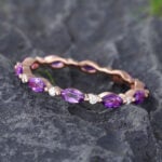 Pattiring Marquise Cut Amethyst Rose Gold Full Eternity Wedding Band
