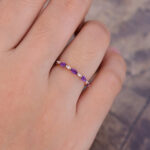 Pattiring Marquise Cut Amethyst Rose Gold Half Eternity Wedding Band