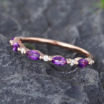 Pattiring Marquise Cut Amethyst Rose Gold Half Eternity Wedding Band
