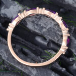 Pattiring Marquise Cut Amethyst Rose Gold Half Eternity Wedding Band