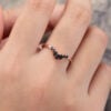 Pattiring Marquise Cut Black Onyx Rose Gold Curved Wedding Band