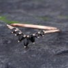 Pattiring Marquise Cut Black Onyx Rose Gold Curved Wedding Band