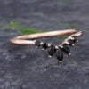 Pattiring Marquise Cut Black Onyx Rose Gold Curved Wedding Band