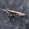 Pattiring Marquise Cut Black Onyx Rose Gold Curved Wedding Band