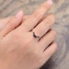 Pattiring Marquise Cut Black Onyx White Gold Curved Wedding Band
