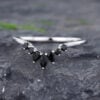 Pattiring Marquise Cut Black Onyx White Gold Curved Wedding Band