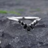 Pattiring Marquise Cut Black Onyx White Gold Curved Wedding Band