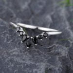 Pattiring Marquise Cut Black Onyx White Gold Curved Wedding Band