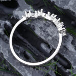 Pattiring Marquise Cut Blue Sapphire & Diamond White Gold Curved Wedding Band