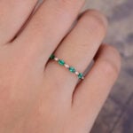 Pattiring Marquise Cut Emerald Rose Gold Full Eternity Wedding Band