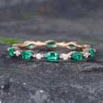 Pattiring Vintage Full Eternity Emerald Wedding Band Marquise Cut Rose Gold