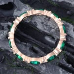 Pattiring Marquise Cut Emerald Rose Gold Full Eternity Wedding Band