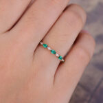 Pattiring Marquise Cut Emerald Rose Gold Half Eternity Wedding Band