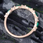 Pattiring Marquise Cut Emerald Rose Gold Half Eternity Wedding Band
