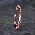 Pattiring Marquise Cut Garnet Rose Gold Full Eternity Wedding Band