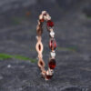 Pattiring Marquise Cut Garnet Rose Gold Full Eternity Wedding Band