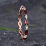 Pattiring Marquise Cut Garnet Rose Gold Full Eternity Wedding Band