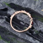 Pattiring Marquise Cut Garnet Rose Gold Half Eternity Wedding Band