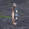 Pattiring Marquise Cut London Blue Topaz Rose Gold Full Eternity Wedding Band