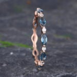 Pattiring Marquise Cut London Blue Topaz Rose Gold Full Eternity Wedding Band