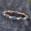 Pattiring Marquise Cut London Blue Topaz Rose Gold Full Eternity Wedding Band