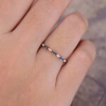 Pattiring Marquise Cut London Blue Topaz Rose Gold Half Eternity Wedding Band