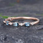 Pattiring Marquise Cut London Blue Topaz Rose Gold Half Eternity Wedding Band