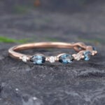 Pattiring Marquise Cut London Blue Topaz Rose Gold Half Eternity Wedding Band