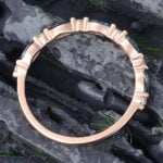 Pattiring Marquise Cut London Blue Topaz Rose Gold Half Eternity Wedding Band