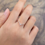 Pattiring Marquise Cut Moissanite Rose Gold Curved Wedding Band