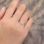 Pattiring Marquise Cut Moissanite White Gold Curved Wedding Band