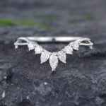 Pattiring Marquise Cut Moissanite White Gold Curved Wedding Band Pattiring Marquise Cut Moissanite White Gold Curved Wedding Band
