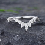 Pattiring Marquise Cut Moissanite White Gold Curved Wedding Band