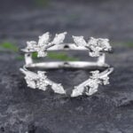 Pattiring Marquise Cut Moissanite White Gold Double Curved Wedding Band