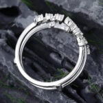 Pattiring Marquise Cut Moissanite White Gold Double Curved Wedding Band