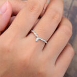 Pattiring Marquise Cut Moissanite White Gold Leaf Curved Wedding Band