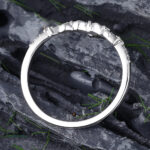 Pattiring Marquise Cut Moissanite White Gold Leaf Curved Wedding Band