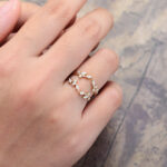 Pattiring Marquise Cut Moissanite Yellow Gold Double Curved Wedding Band
