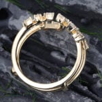 Pattiring Marquise Cut Moissanite Yellow Gold Double Curved Wedding Band