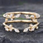 Pattiring Yellow Gold Moissanite Open Shank Wedding Band Art Deco
