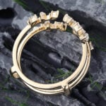 Pattiring Marquise Cut Moissanite Yellow Gold Open Curved Wedding Band