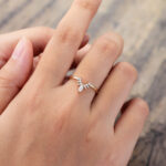 Pattiring Marquise Cut Moissanite Yellow gold Curved Wedding Band