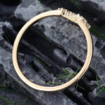 Pattiring Marquise Cut Moissanite Yellow gold Curved Wedding Band