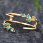 Pattiring Marquise Cut Moss Agate Yellow Gold Open Curved Wedding Band