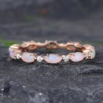 Pattiring Marquise Cut Opal Rose Gold Full Eternity Wedding Band