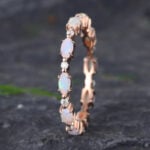 Pattiring Marquise Cut Opal Rose Gold Full Eternity Wedding Band