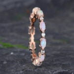 Pattiring Marquise Cut Opal Rose Gold Full Eternity Wedding Band